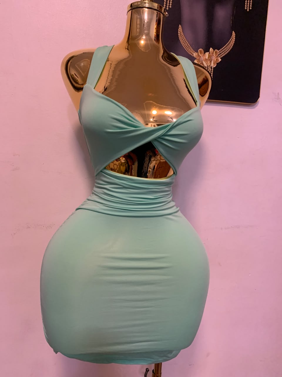 Mint Cut-Out Mini Dress