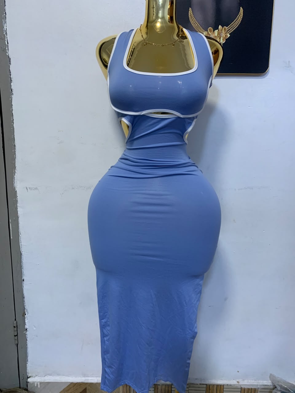 Sky Blue Piped Bodycon